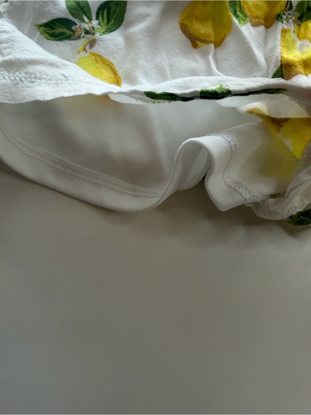 Rare Editions White Lemon Print Girls Two-Piece Set with Yellow Bow - Picture 7 of 9